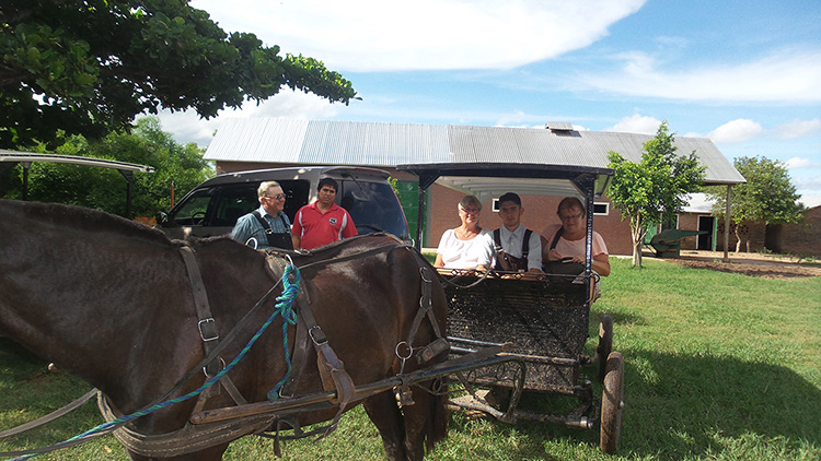 Menonitas y visitante  en su Buggy